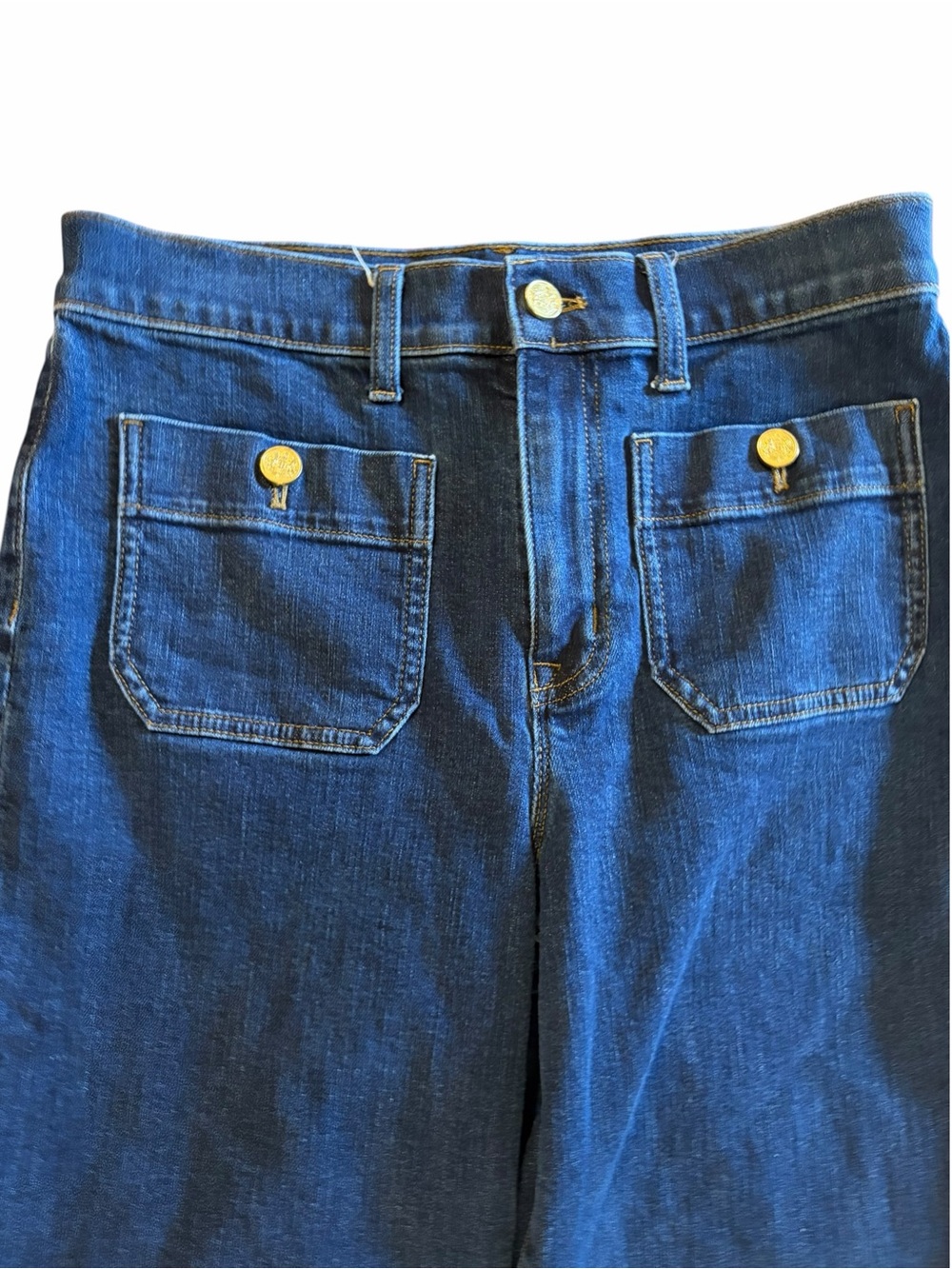 J. Crew Women Full length Slim Wide-Leg high rise Jeans w/ Patch Pockets Size 29 - Picture 7 of 12